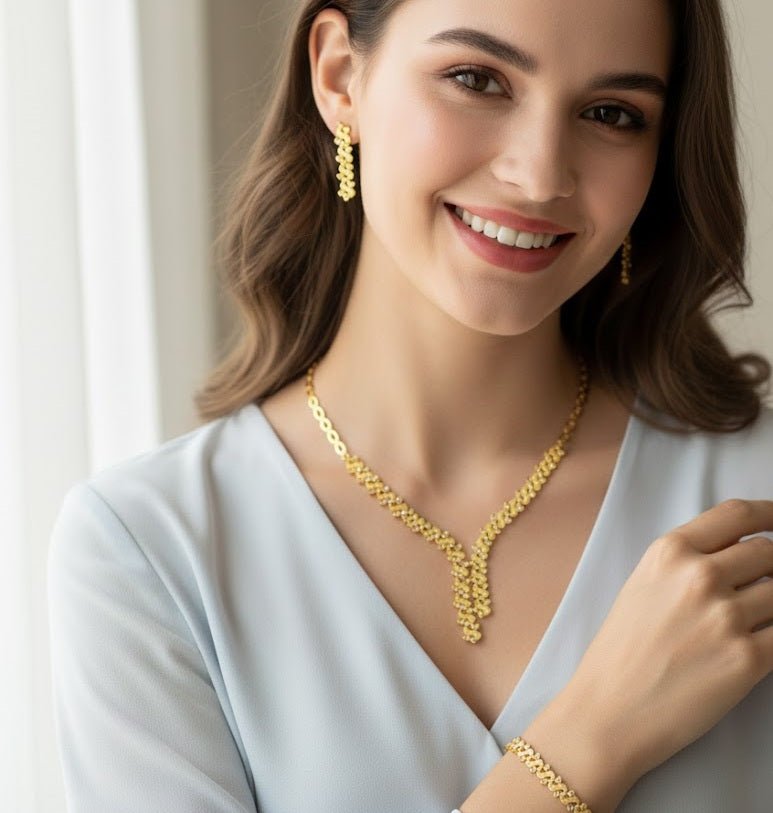 Elegant Y-Drop Gold Jewelry Set