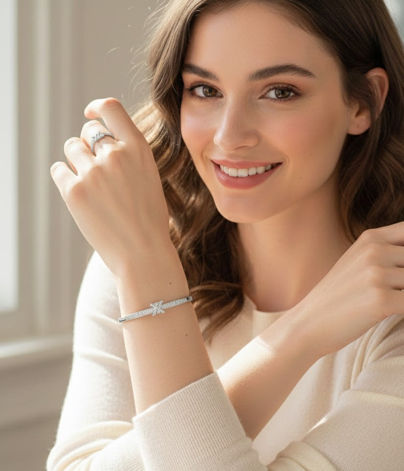 LV-Inspired Crown Bangle & Ring Set