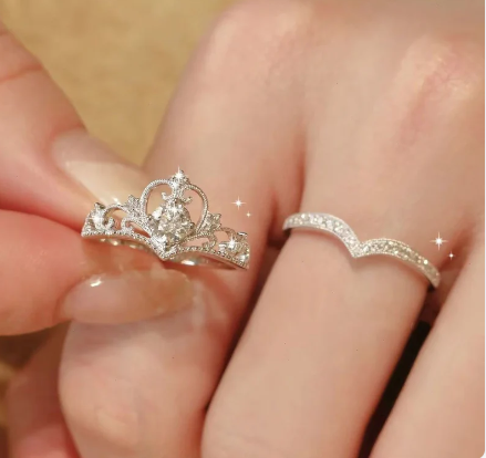 2pc Light Luxury Crown Ring