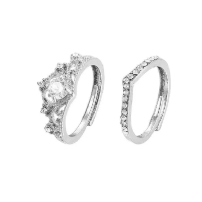 2pc Light Luxury Crown Ring