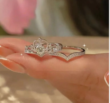 2pc Light Luxury Crown Ring