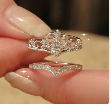 2pc Light Luxury Crown Ring