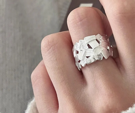 Unique Designer-Style Fragment-Mosaic Ring