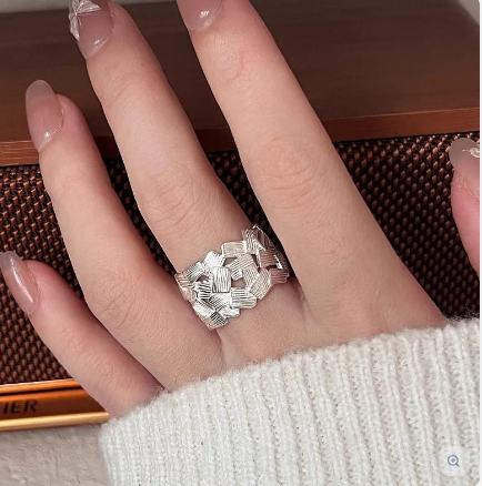 Unique Designer-Style Fragment-Mosaic Ring