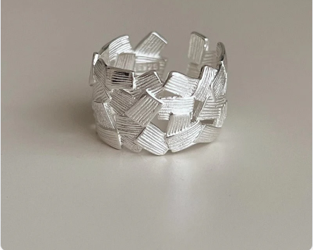 Unique Designer-Style Fragment-Mosaic Ring