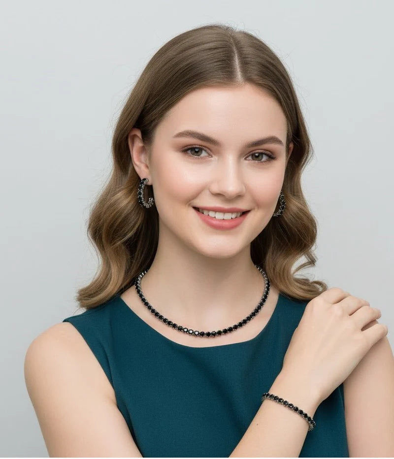 Black Onyx Crystal Choker Set