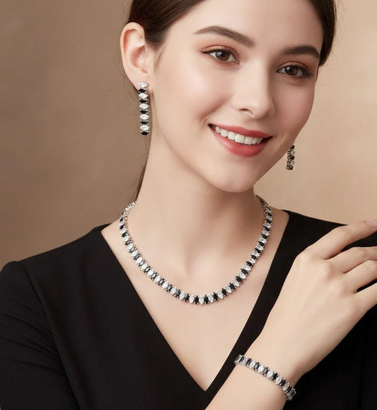 Classic White Crystal Marquise Cut Jewelry Set