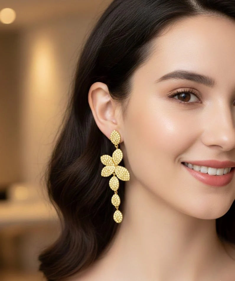 Crystal Bloom Drop Earrings