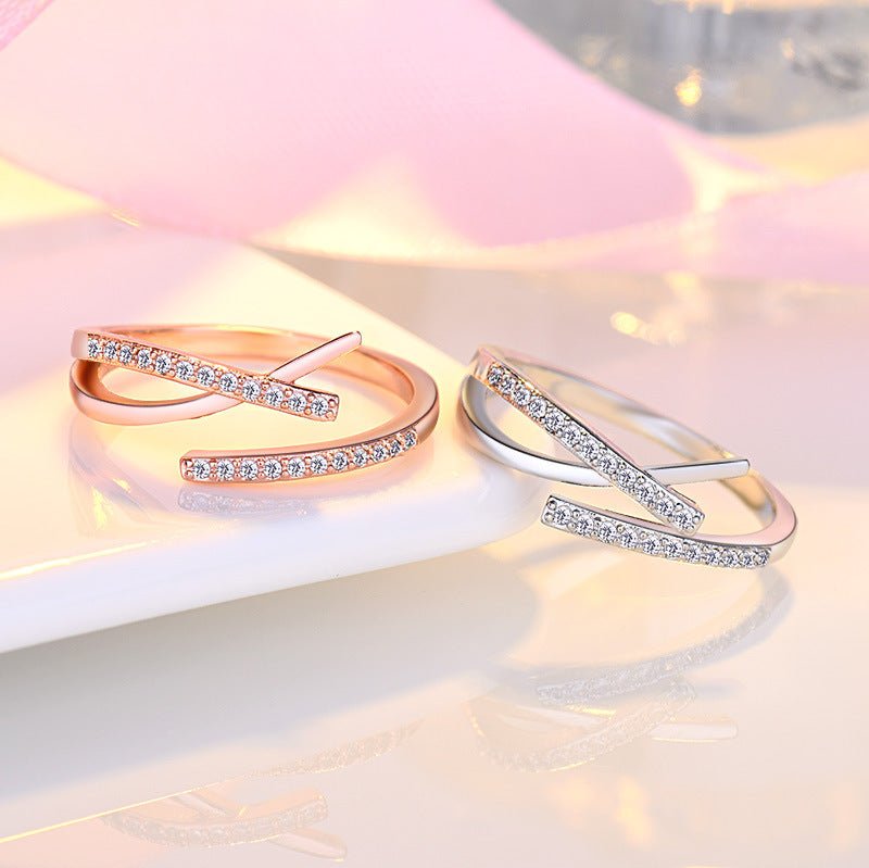 Elegant Micro Rhinestone Cross Ring