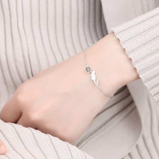 Fashion Cat Charm Bracelet Silver