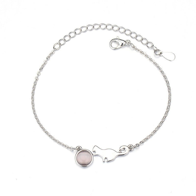 Fashion Cat Charm Bracelet Silver