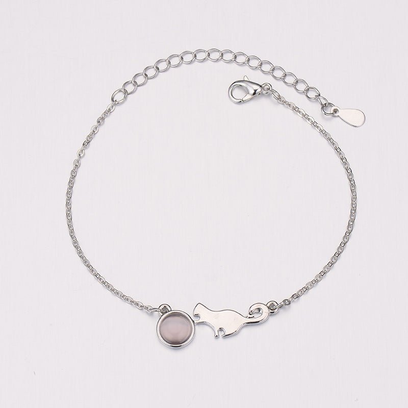 Fashion Cat Charm Bracelet Silver