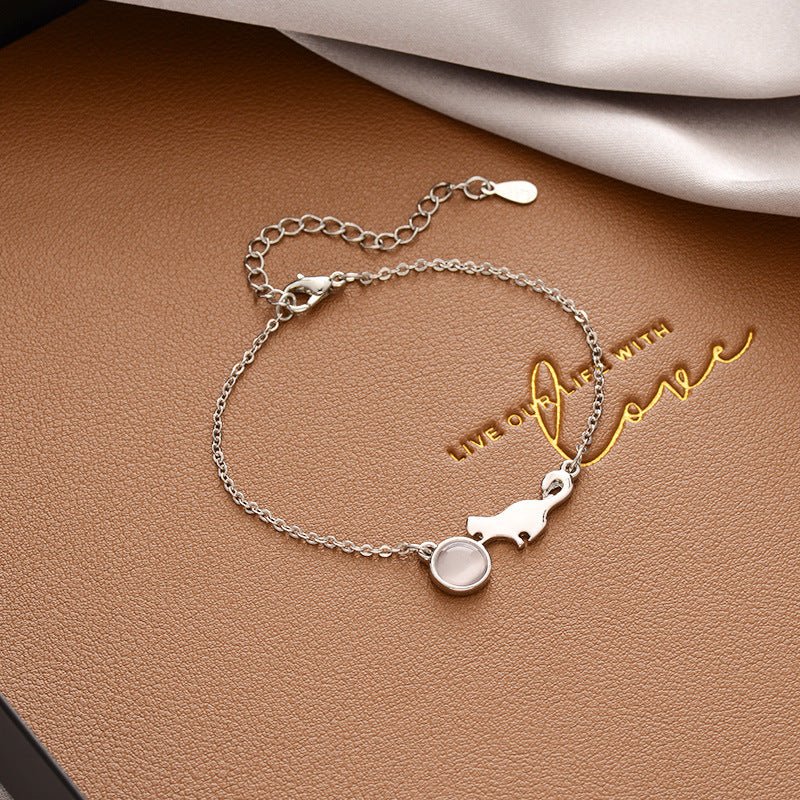 Fashion Cat Charm Bracelet Silver