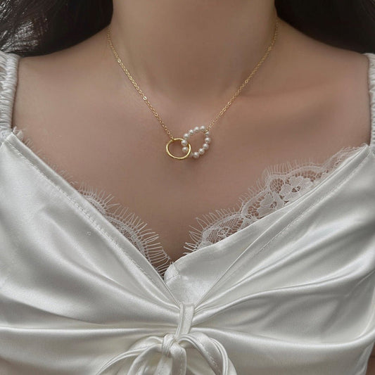 Fashion Shijia Pearl Circle Ring Necklace