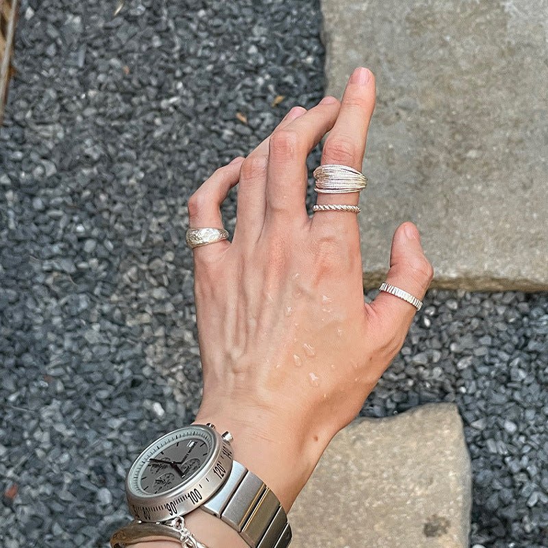Handcrafted Silver Hammered-Texture Ring
