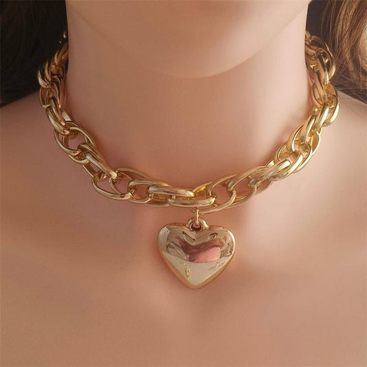 Exaggerated Big Love Ccb Pendant Necklace