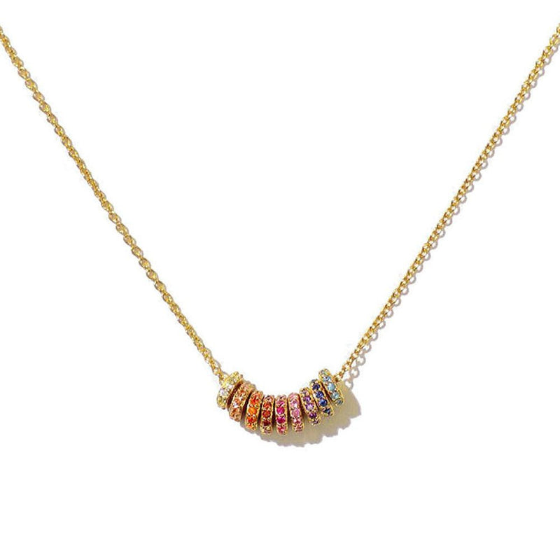 Color-ring Zircon Pendant Necklace