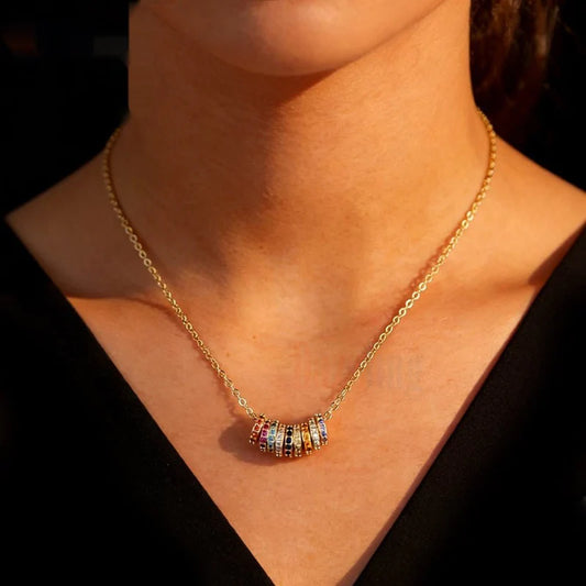 Color-ring Zircon Pendant Necklace