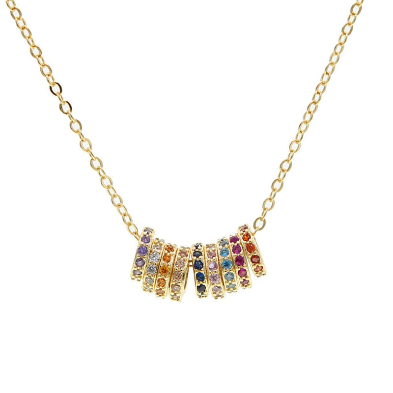Color-ring Zircon Pendant Necklace