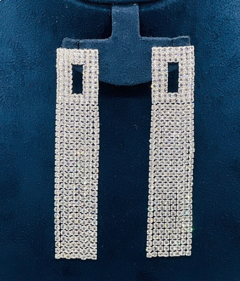 Rectangular Crystal Drop Earrings