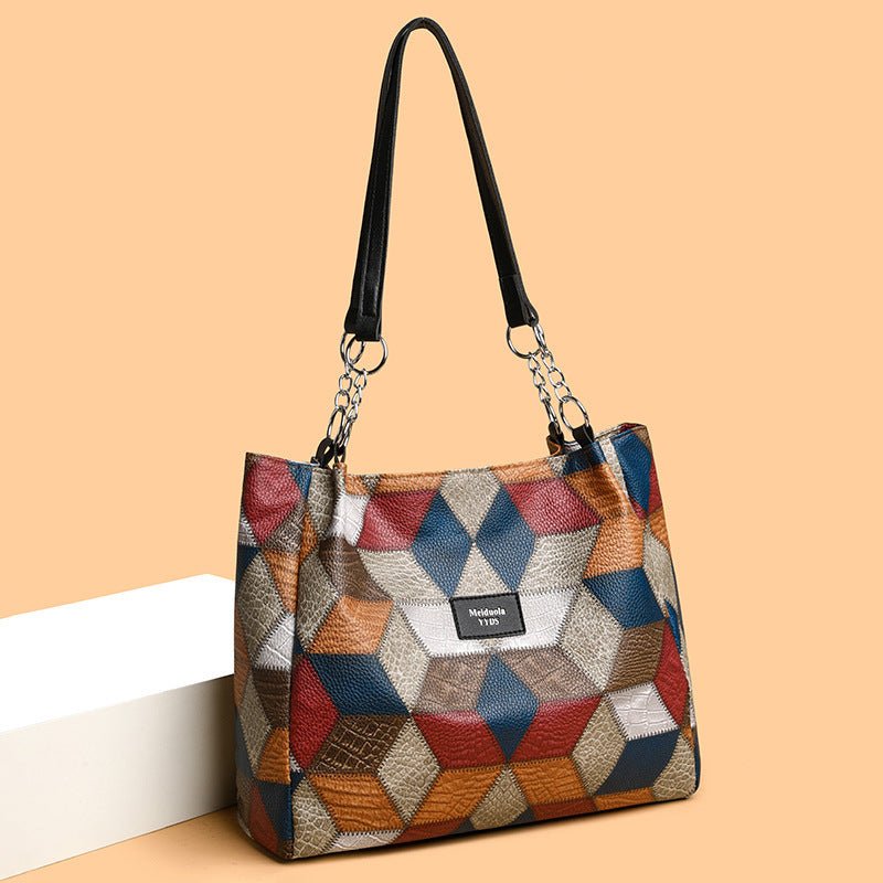 Fashion Large Capacity Stitching Handbag