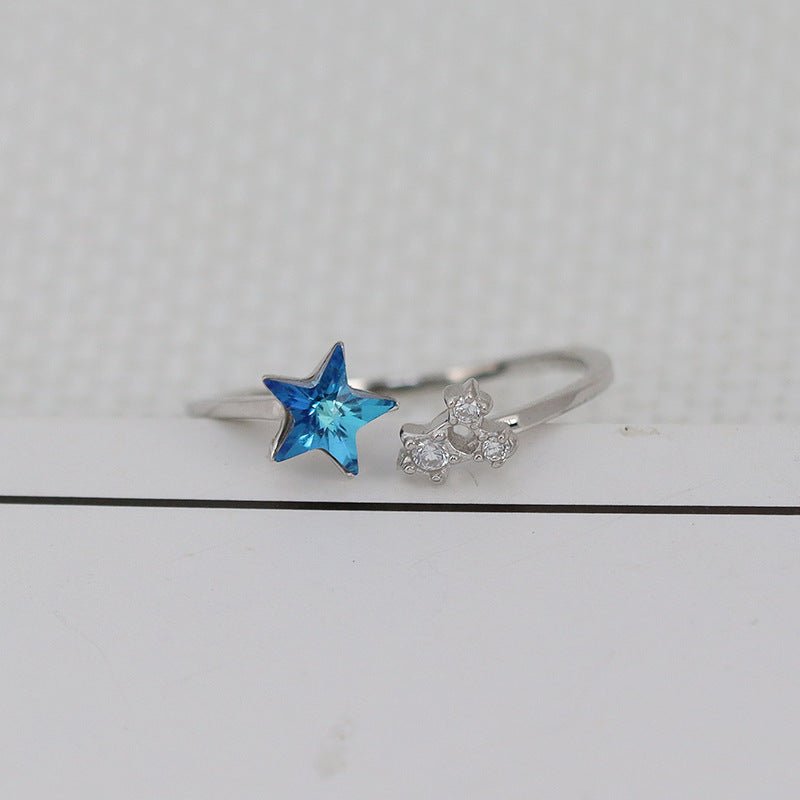 S925 Sparkling Blue Star Index Finger Ring