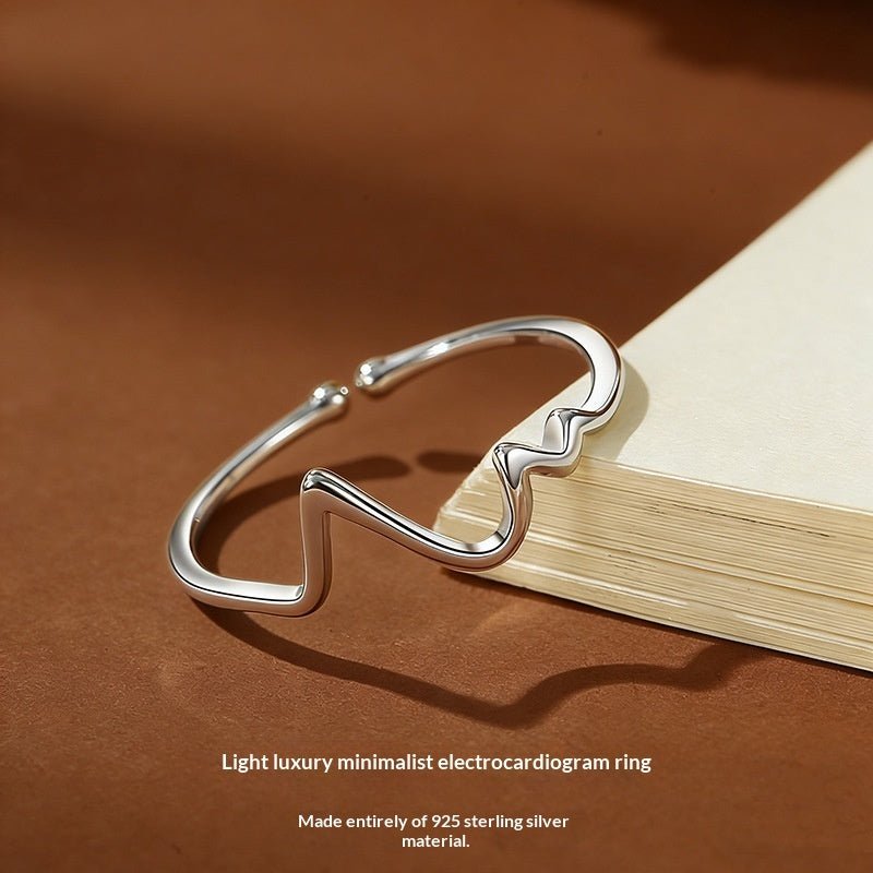 S925 Sterling Silver ECG Ring