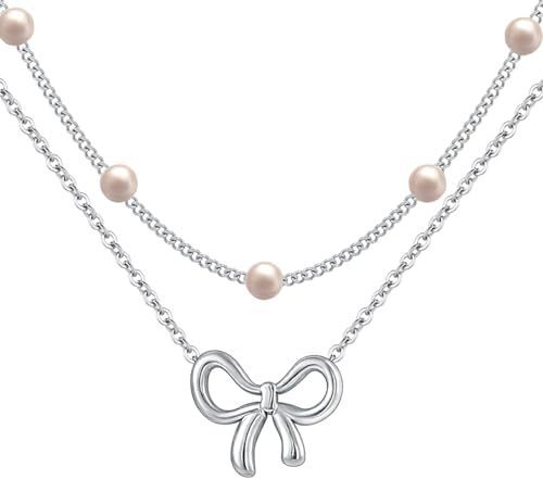 Minimalist And Versatile Pearl Bow Necklace